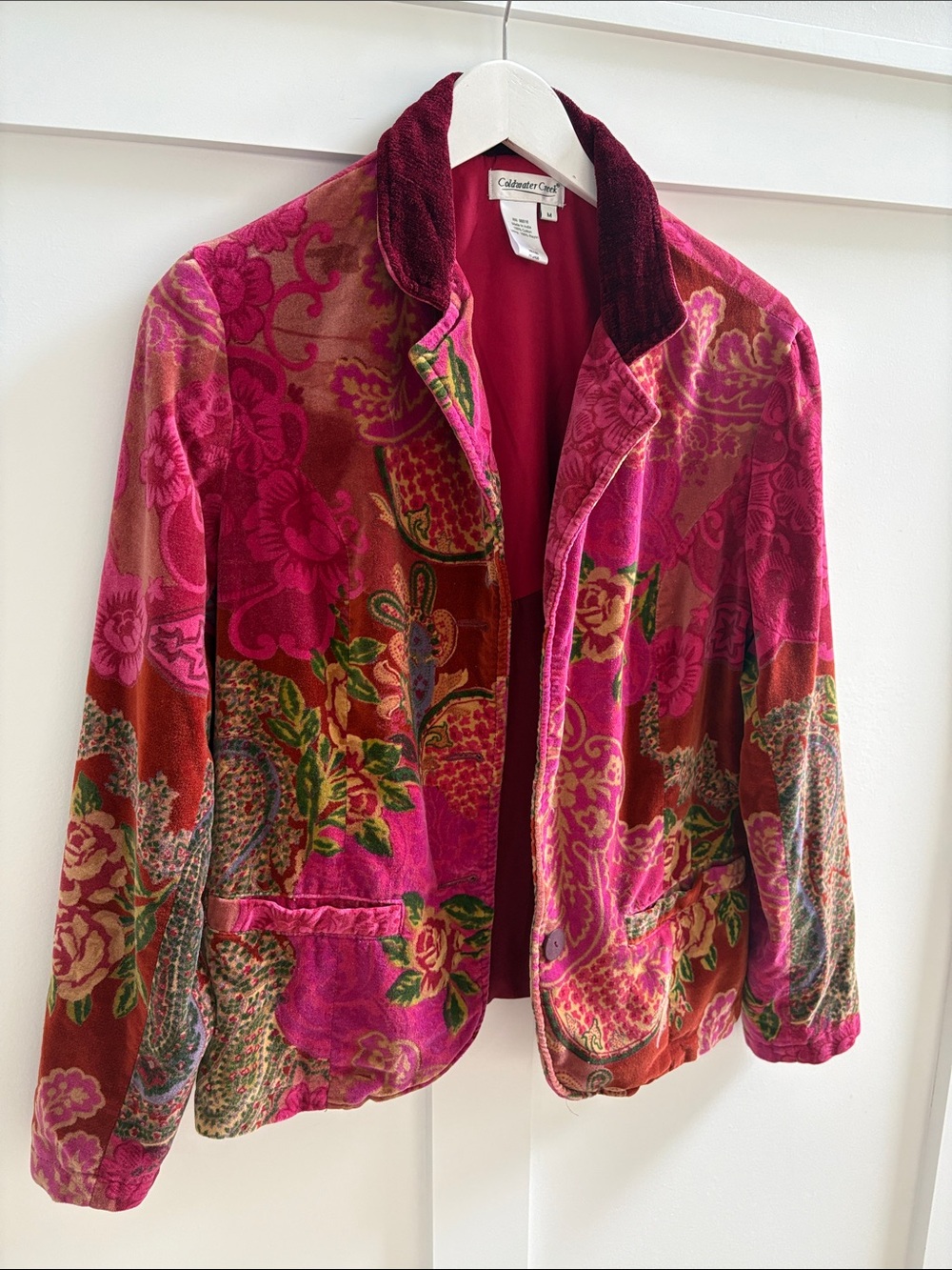 Coldwater Creek Pink Floral Velvet Blazer